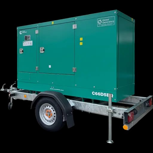 Trailer-Mounted Cummins C66D5EQ | 66kVA road-towable silent diesel generator